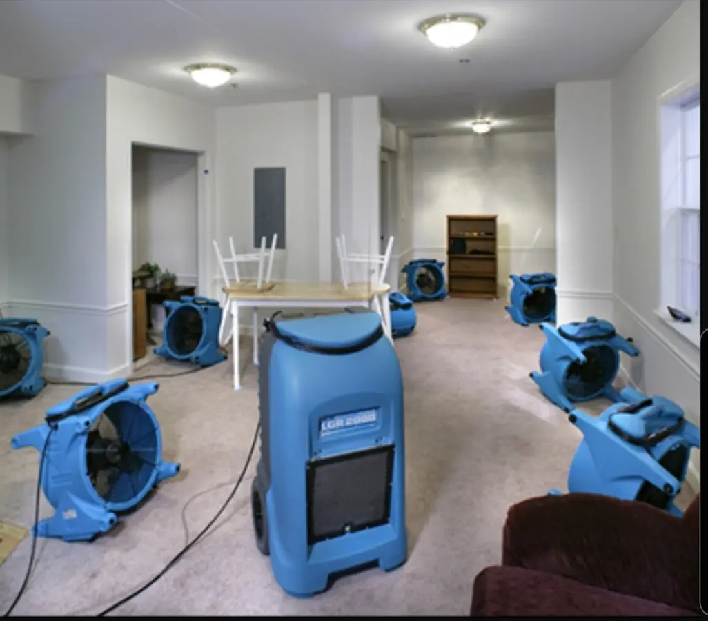 Air movers and dehumidifier setup for Water Extraction & Removal in Warrenville